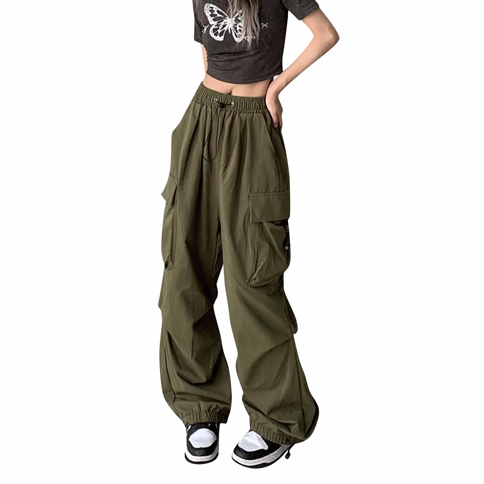 YUTANRALWomens Cargo Pants with Pockets Plus Size High Waisted Wide Leg Pants Lounge Baggy Sweatpants/Jeans