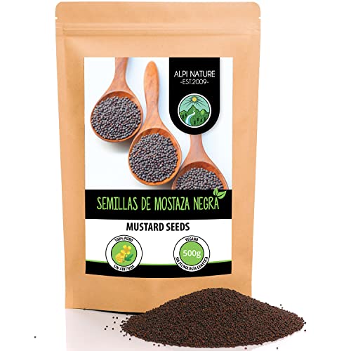 Semillas de mostaza negras y marrones (500g), especia 100% natural, secadas suavemente, veganas y...