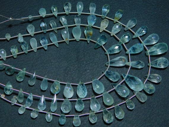 Aquamarine Faceted Teardrop briolettes en aigue-marine pour création bijoux