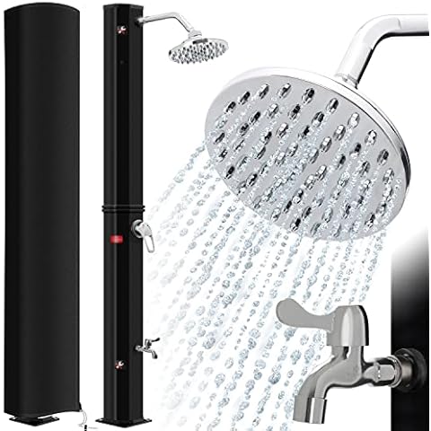 KESSER® Solardusche 60 Liter Solar Gartendusche | warmes Wasser | max. 60°C | Inkl. Schutzhaube | ohne Stromanschluss | Pooldusche Camping| Regenduschkopf und Wasserhahn | Schwarz Cover