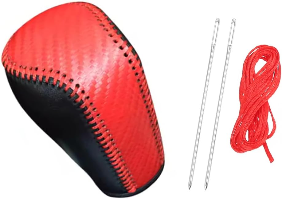 Automotive Leather-based Shift Knob Cowl, Automated Transmission Leather-based Inside Protecting Gear Shift Trim, Suitable with Mazda 3 Axela Atenza CX-5 CX3 CX-3 CX5 2015-2020 (Purple Thread)