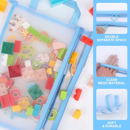 YOPCDJ 12 Pack Mesh Zipper Pouch Bags, Double-Layer Nylon Puzzle Bags, Breathable See Through Zipper Pouch with Handle for Classroom Organization and Storage, Board Game Storage by YOPCDJ - Image 3