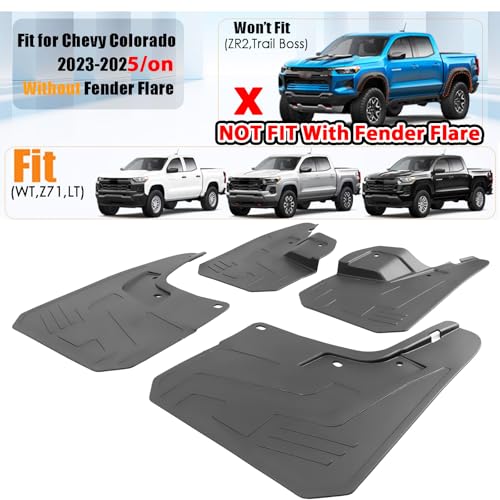 Image of XUKEY Mud Flaps for Chevrolet Colorado 2023-2026 Without Fender Flare, All Weather Splash Guards No Drilling, Front and Rear 4-Piece Set
