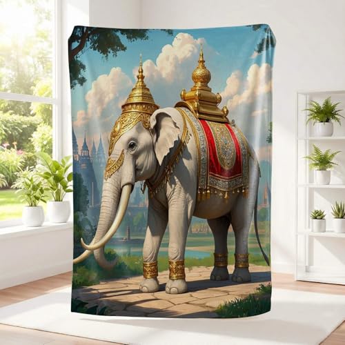 3D HD Dark Fantasy Battle War Elephant Print Ultra Soft Flannel Blanket, Cozy Soft Bedding Throw, Multi-Size Selection for Couch Bed Camping (10,30in*40in)
