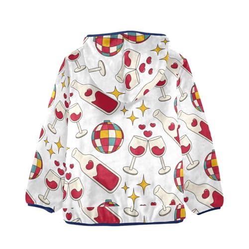 Romantic and Love Elements Girls Fleece Jacket Girls Fall Jacket Girls Zip Up Hoodie Girls Sherpa Jacket 2-10T2