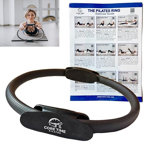 Pilates Equipment- Pilates Ring- 14 inch Magic Circle - Guide with 25 Exercises- Resistance Band - Carry Bag- - Curved, Padded Handles- Soft Padded Cover- Fitness Circle- Pilate Ring