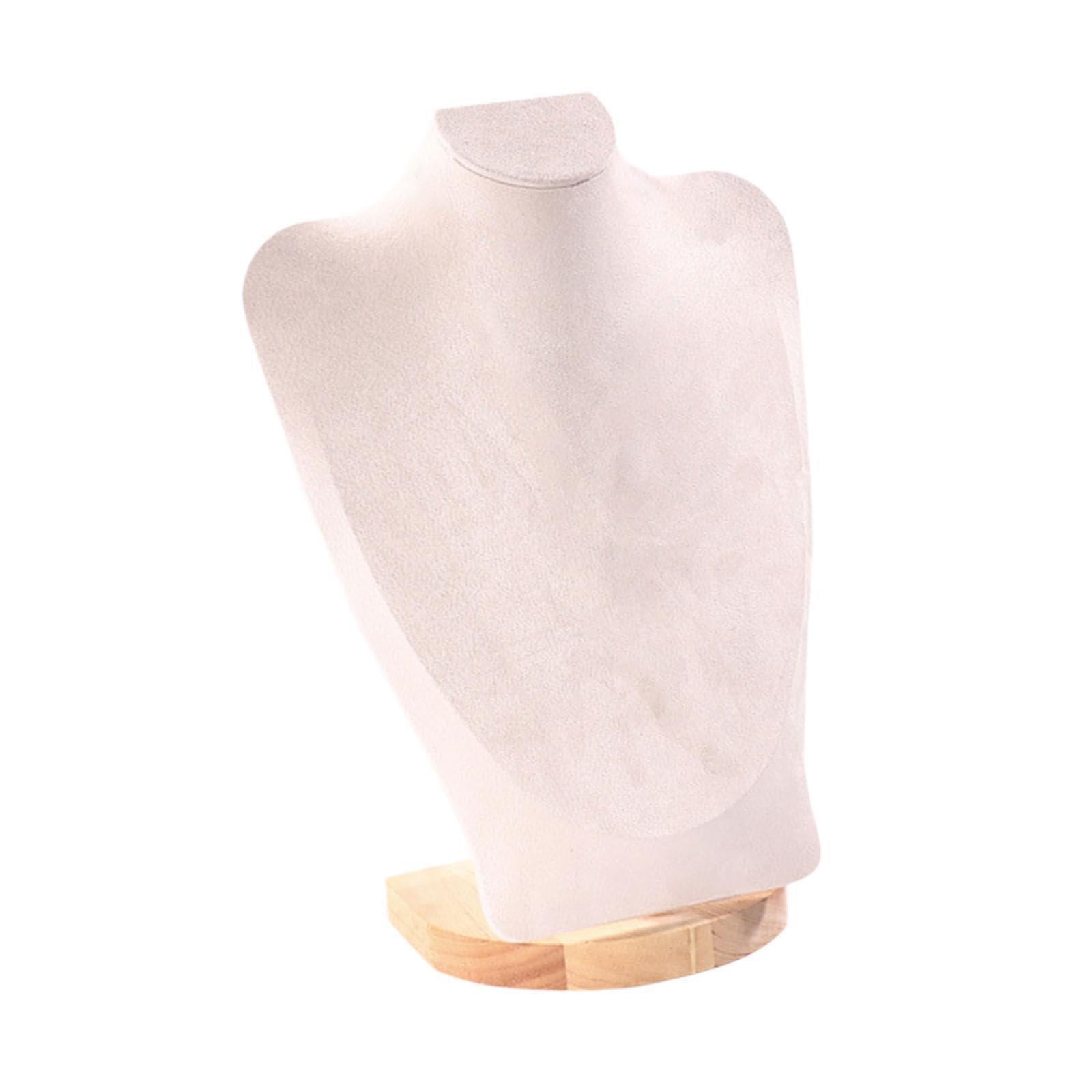 PIXZCSA Wooden Jewelry Bust Stand Holder Stylish Display For Pendants Necklaces Retail Displays Home Necklace Display Chain Bust Stand Holder Showcase, Beige Velvet, 30cm