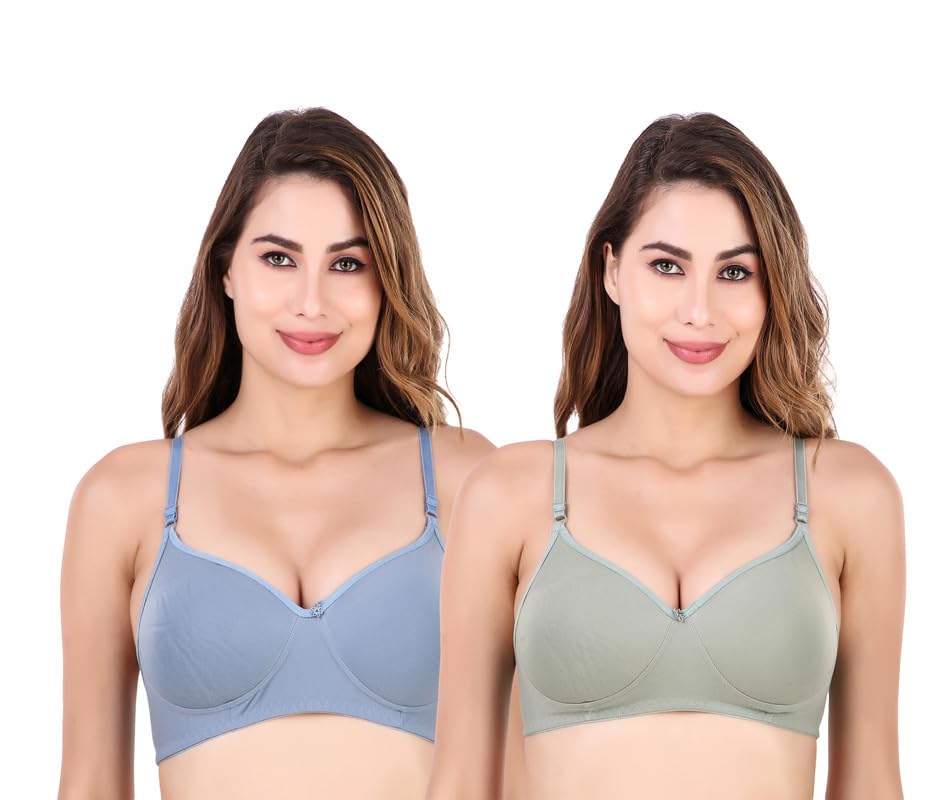 Women’s Cotton Blend Lightly Padded Wirefree T-Shirt Bra Combo (Pack of 2) Women’s Cotton Blend Lightly Padded Wirefree T-Shirt Bra Combo (Pack of 2)