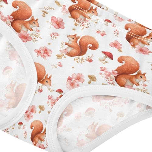 Girls Underwear Soft Cotton Squirrel Flower Kids Panties in Sizes 2/3t, 4t, 5t, 6 and 84