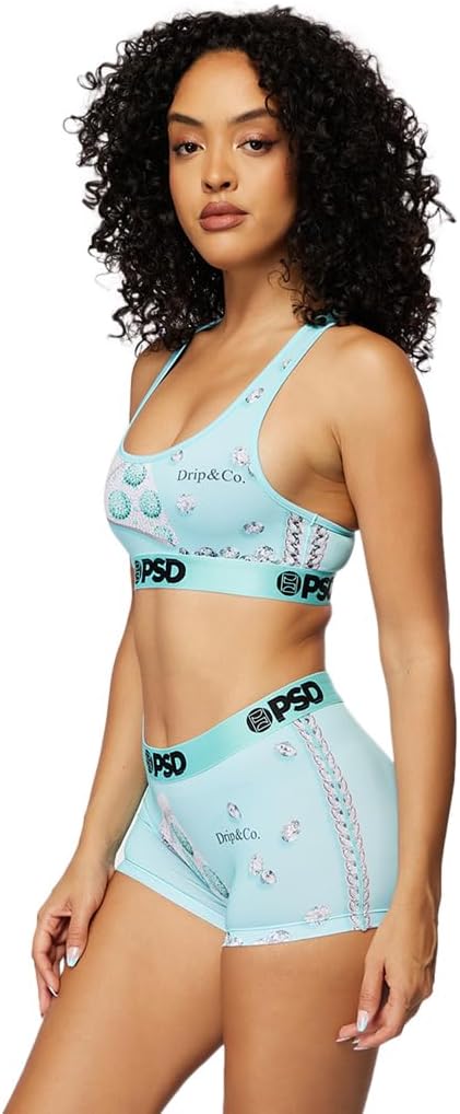 PSD Women's Rich Bandana Teal Sports Bra, Teal, S