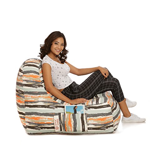 Image of Style Homez Hackey Cotton Canvas Stripes Printed Bean Bag XXL Size Filled with Beans Fillers