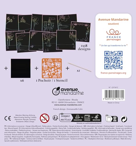 Avenue Mandarine GY161C, A Graffy Scratch Booklet of 24 pre-Printed Scratch Cards + 1 Stencil and Wooden Stylus Included - Image 2