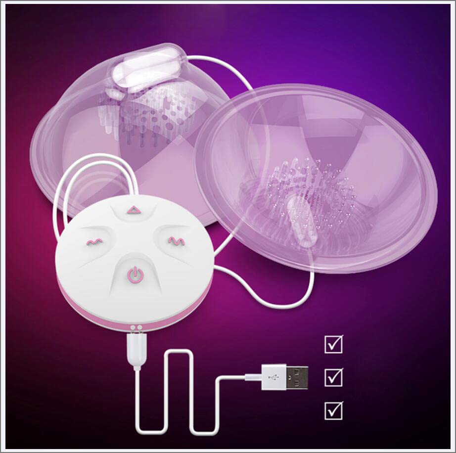 Mani Libere Elettrico Seno Pompa Massaggiatore Vibratore Succhia Capezzoli e Clitoride Coppe Lingua Leccare Reggiseno Stimolatore Sex Toys Enlarger Enhancer per Donne,Chiaro