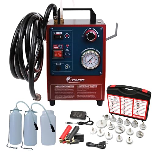 KUMORE Automotive Electric Brake Fluid Bleeder 12V/110V Pulse Pressure Automatic Brake Bleeder Machine with 16pcs Adapters
