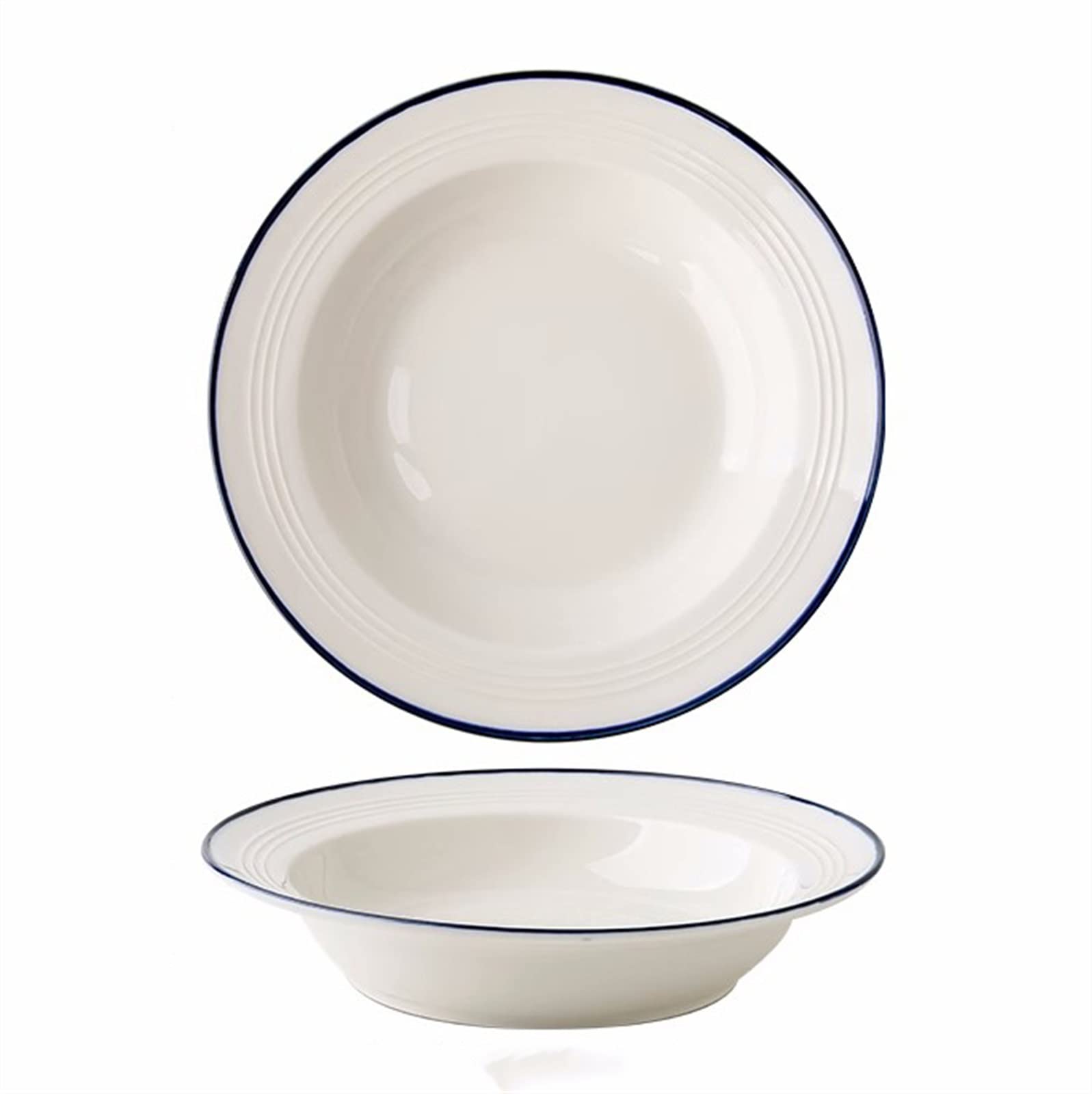 HPTHLY Plate Two Hat Plates Simple Plate Ceramic Soup Plate Salad Plate Dinner Plate Home Kitchen Restaurant White Circular Plate Dessert Plate