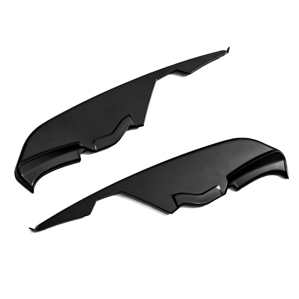 IKON MOTORSPORTS Front Bumper Vent Winglets Compatible with 2015-2017 Ford Mustang, MD Style Gloss Black, Fog Light Lamp Splitters Canard Trim