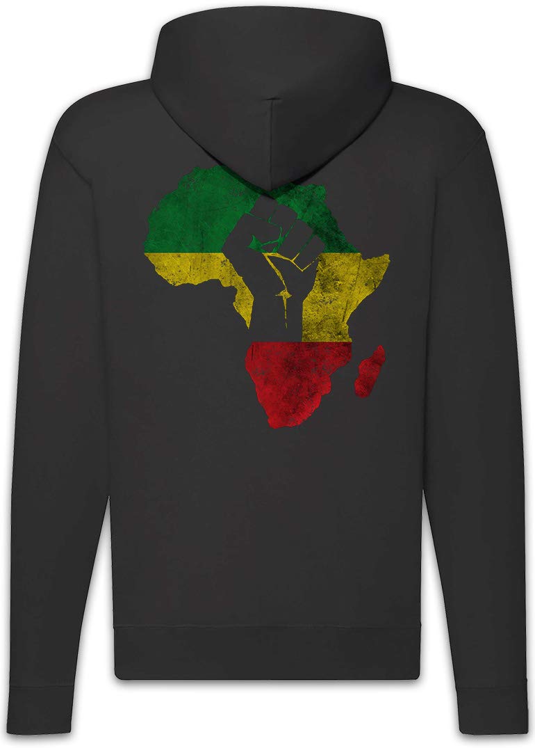 Urban Backwoods African Fist Felpa da Uomo con Cappuccio Zip Hoodie Zipper