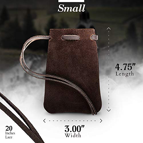 Leather Drawstring Pouch, Coin Bag, Medicine Tobacco Pouch Medieval Reenactment Made in U.S.A. by Nabob Leather Size 4.75" x 3" - Thumbnail 2