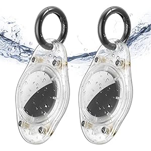 2 Pack Waterproof AirTag Holder Keychain,Clear Air Tag Case with Loop Key Ring and Striple for Tracker,Dog Collar…