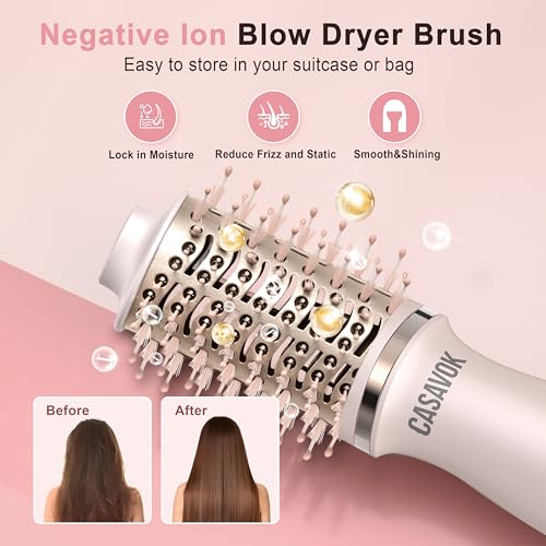 Image of Dual Voltage Travel Hair Dryer Brush,110-240V Small Blow Dryer Brush