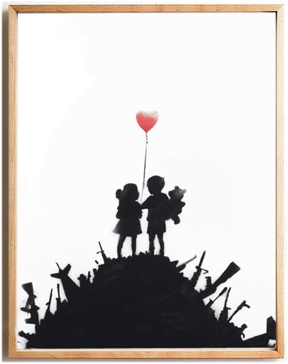 Amazon Co Jp バンクシーグラフィティスタイルキャンバス絵画インテリアシンプル風船ハートポスターストリートアートパネル壁写真剣山アートパネル版画家装飾40x60cmフレームなし 家電 カメラ