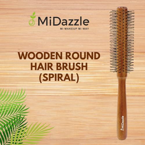 Image of Midazzle Wooden Bold Hair Brush for Women & Men | Natural Wooden Bristles Scalp Massage Comb | Anti-Static, Reduces Frizz & Hair Fall | Detangling Paddle Brush for Thick, Curly & Straight Hair (MIHB0047)