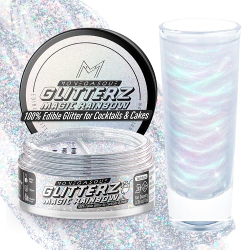 Image of MONEGASQUE Rainbow Edible Glitter for Drinks & Cakes, Cocktail Glitter, 10g