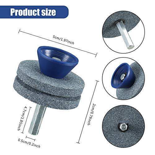【New】 Universal Wear Resistant Lawn Mower Blade Sharpener, Quality Double Layer Corundum Lawn Mower Blade Sharpener for Any Power Drill Hand Drill, Double-Layer Grindstone Not Easy Damage-(Gray) - Image 2