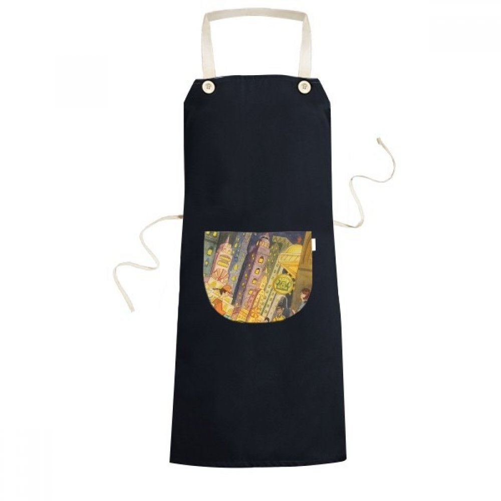 Tablier chat aquarelle noir pour cuisiner et pâtisser à la maison avec poche centrale