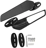 Espelho Retrovisor Esportivo Asa Moto Carenada • Aerodinâmico Universal • Par Preto em Alumínio