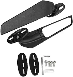 Espelho Retrovisor Esportivo Asa Moto Carenada • Aerodinâmico Universal • Par Preto em Alumínio