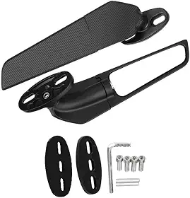 Espelho Retrovisor Esportivo Asa Moto Carenada • Aerodinâmico Universal • Par Preto em Alumínio