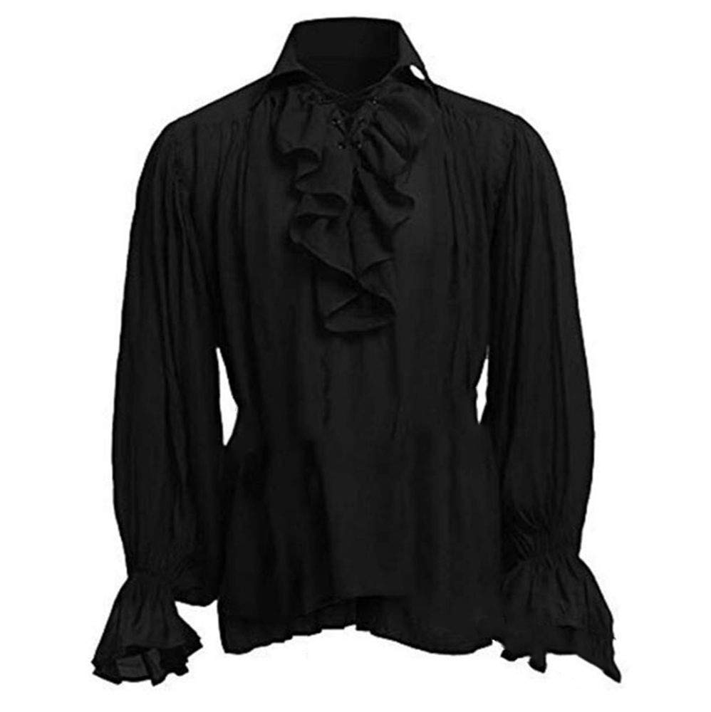 babao Men's Medieval Tunic Costume Halloween Shirt Renaissance Long Sleeve Tops