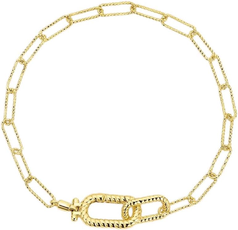 Pulsera con eslabones de cuello redondo - Chapada en oro para mujer