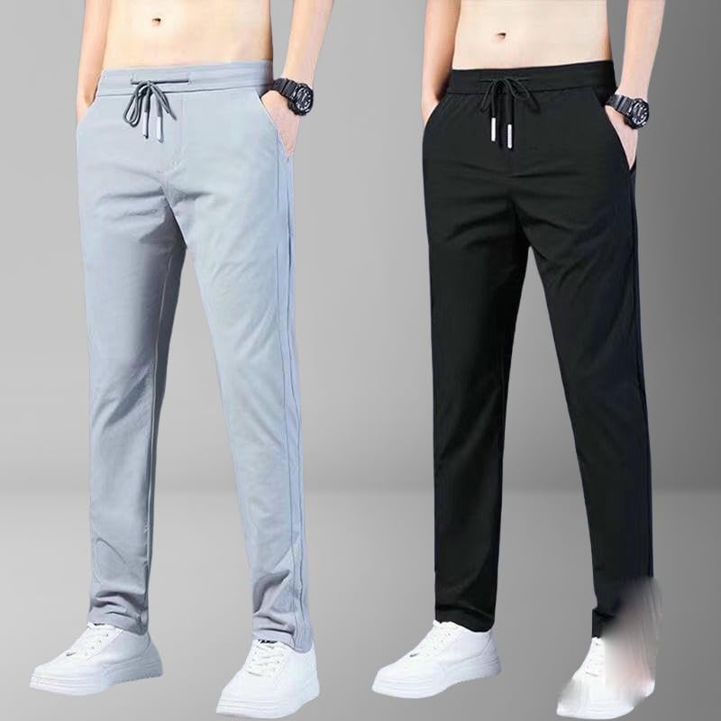 Pantalon en soie glacée homme léger coupe ajustée style coréen - 3