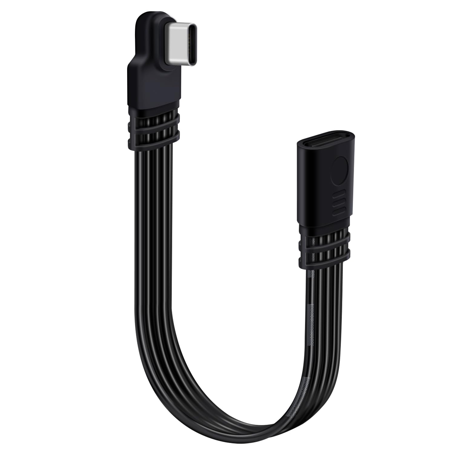 HuaLiSiJi USB C 90 Grad Verlängerung Ladekabel USB Buchse auf USB C Stecker Datenkabel,Silikon Flachkabel Datenübertragung 480Mbps für Handy, Tablet und Meh (Links und Rechts Gewinkelt, 0.3 m)