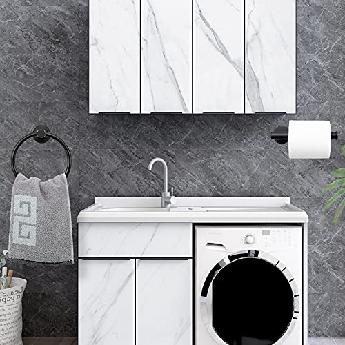 NearMoon 2 Pieces Bathroom Hardware Accessories, Towel Ring and Toilet Paper Holder- Stainless Steel Bathroom Towel Hanger and Hand Towel Holder, Wall Mounted (Matte Black) - Thumbnail 7