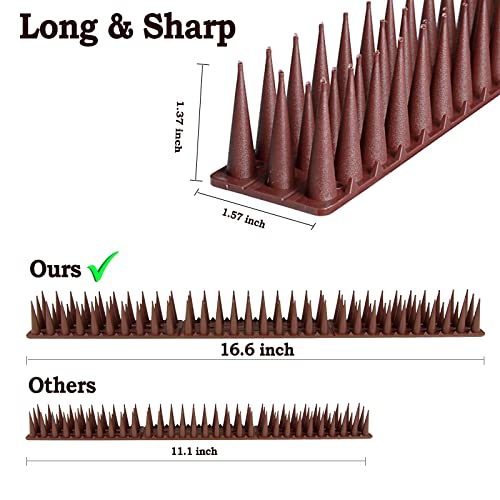 12-Pack Pigeons Bird Spikes For Outside With 20 Cable Ties, Birds Deterrent Spikes For Pigeons And Other Small Birds, Squirrel Spikes Keeping Raccoon Cats Away From Fence Roof Mailbox Brown #TOP1
