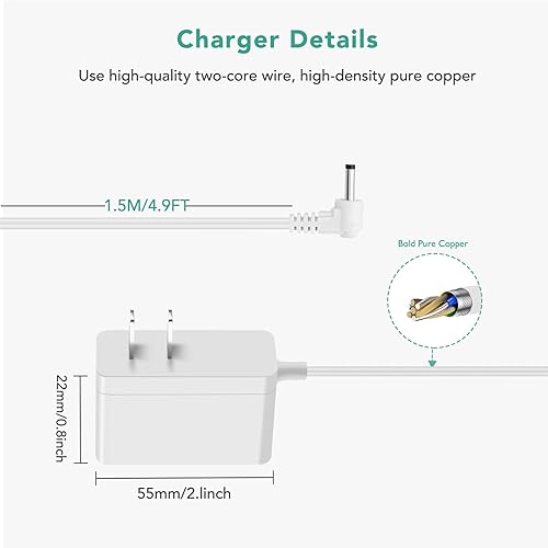 Miniatura 5 de Adaptador de corriente para monitor de bebé de video Babysense compatible con el cargador de monitor Babysense HDS2 (solo compatible con el modelo