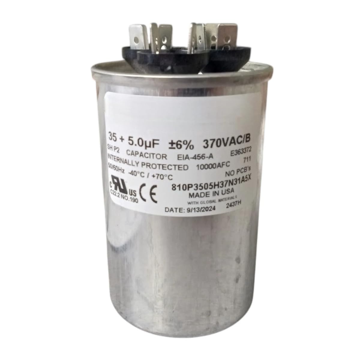 Replacement for TitanPro TRCD355 HVAC Round Dual Motor Run Capacitor 35/5 MFD/UF 370 Volts Compatible with TitanPro.