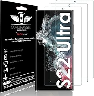 TECHGEAR [3 Pack Screen Protector fits Samsung Galaxy S22 Ultra 5G [Screen Angel Edition] [In-Display Fingerprint Support][Case Friendly][Bubble Free][FULL Screen Coverage] HD Clear Flexible TPU Film