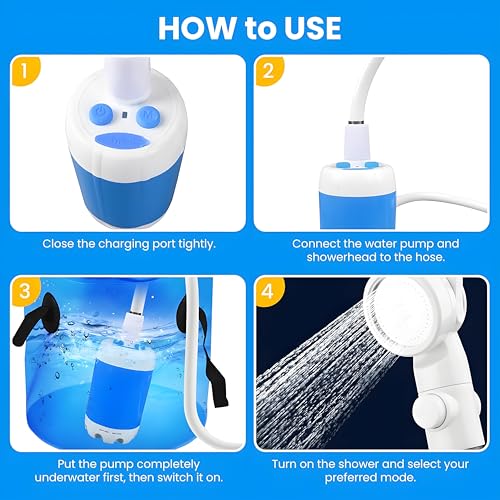 Pompe de douche portable à haut débit pour lavage auto et animaux
