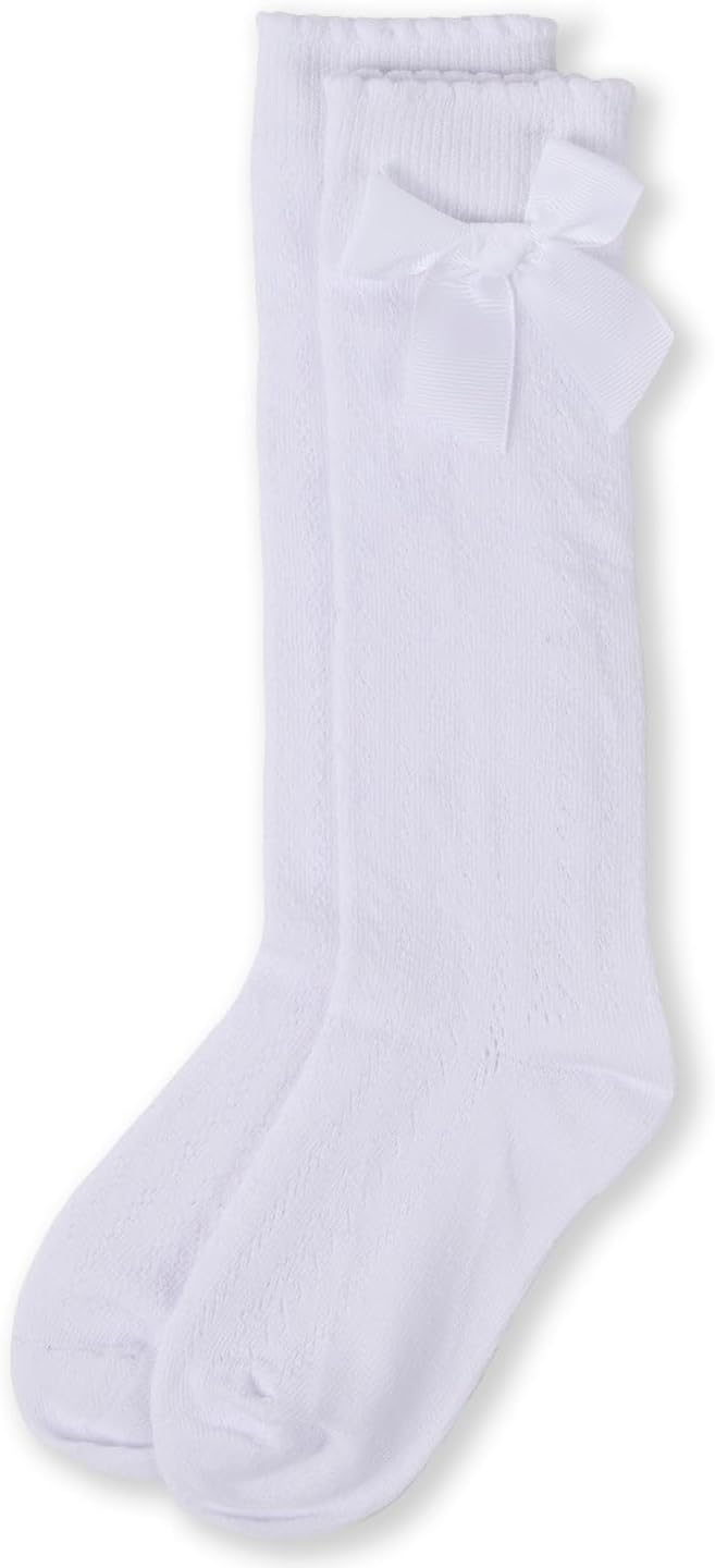 MeMoi Girls' Crochet Bow Cotton Blend Knee High Sock