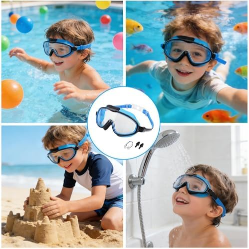 Lunettes De Natation Anti-buée à Large Vision - Étanches, Confortables, Avec Pince-nez Et Bouchons D’oreilles - Pour Enfants, Piscine, Mer, Plongée Et Entraînement