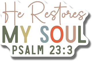 Inspirational Magnet - He Restores My Soul - Psalm 23:3 - Faith-Based Decor - Uplifting Gift - Scripture Magnet - Christian Inspiration - Car Magnet AAMT1226