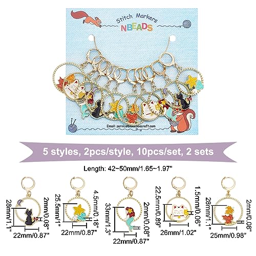 NBEADS 20 Pcs Round Ring with Animal Stitch Markers - Image 2