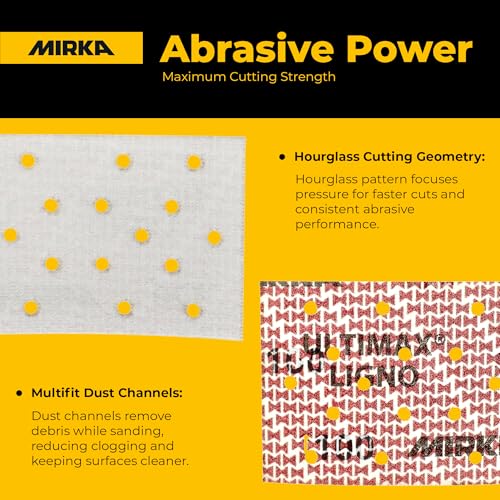 Image of Mirka Abrasive Sheets Ultimax Ligno 3 x 5 Grip Multifit 50 Pack