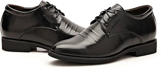 Battle Men Men's Elevator Shoes 2" Taller Lace up Faux Leather Formal Oxford Dress Footwear Removable Invisible Height Increasing Insole Formal Men