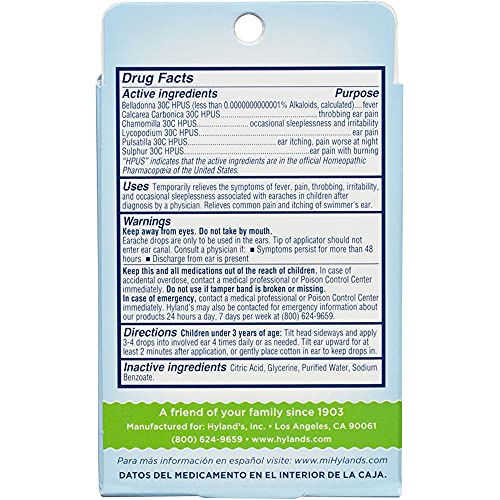 Allergy Relief For Baby By Hyland's, Infant Earache Drops, Natural Homeopathic Earache Pain Relief From Allergy And Cold & Flu, 0.33 Ounce #TOP1