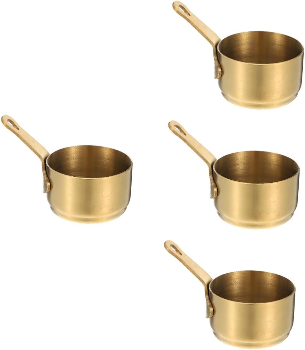 Cabilock 4pcs Stainless Steel Sauce Cup Multi-function Condiment Container for Dipping Dressing and Sauces for Home Restaurants and Hotels Food-grade Material Short Handle Design